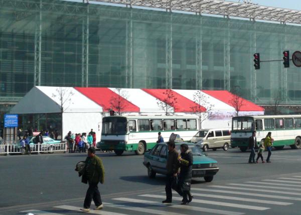 500 People Outdoor Display Trade Show Canopy Tent Red And White Stripe Clear Roof