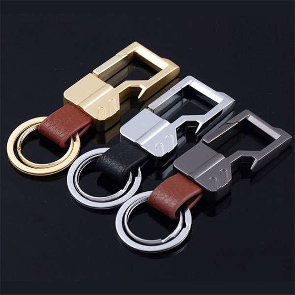 Good Quality Men Gift Leather Car Keychain Beer Bottle Opener, Stamped or Engrave Logo, Business Gift Design