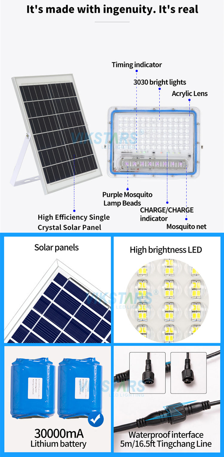 Свет потока 100W дистанционного управления солнечный со для освещением Villa Park