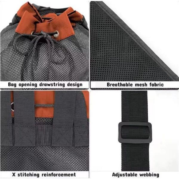 Gym Sports Drawstring Backpack Waterproof Mesh Polyester Beach Travel Bag
