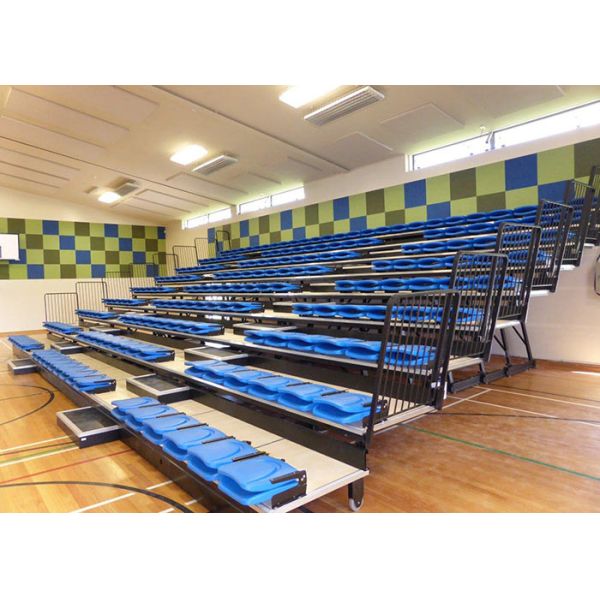 Automatic Telescopic Tribunes / Black Seat Brackets Indoor Bleacher Seating