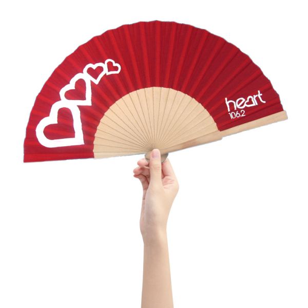 Factory Hot Price 23cm Polyester Cotton Wooden Hand Fan Color Paper Hand Held Folding Fans for Promotion Artivity