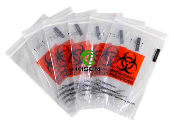 Sealed Biohazard Specimen Transport Bags , Gravure Printing Zipper Plastic Bag