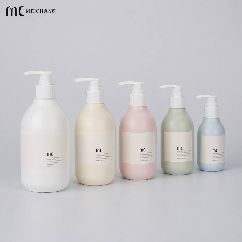 100ml-500ml Round PE Shampoo Bottle with Lotion Pump Custom Plastic Personal Care Packaging Bottle（MC-440）
