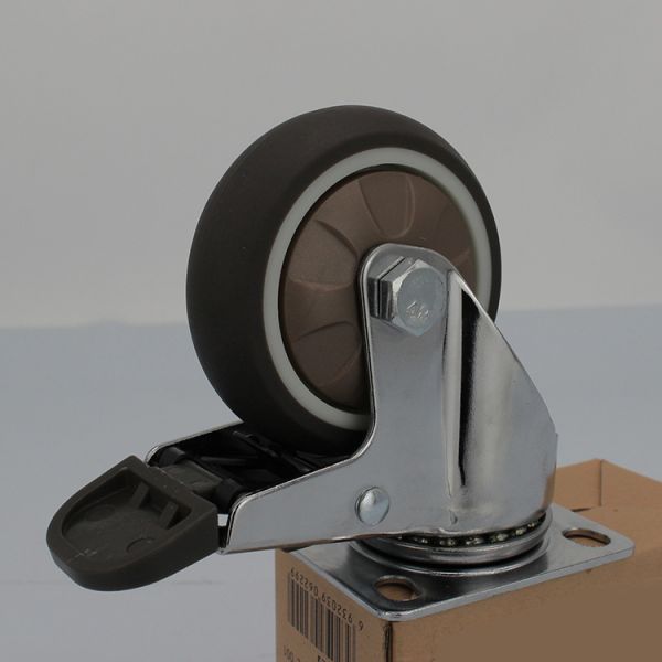 Молчаливые рицинусы мебели колеса 3 дюймов TPR мягкие поворачивают на шарнирах рицинусы шарикоподшипника плиты с тормозами