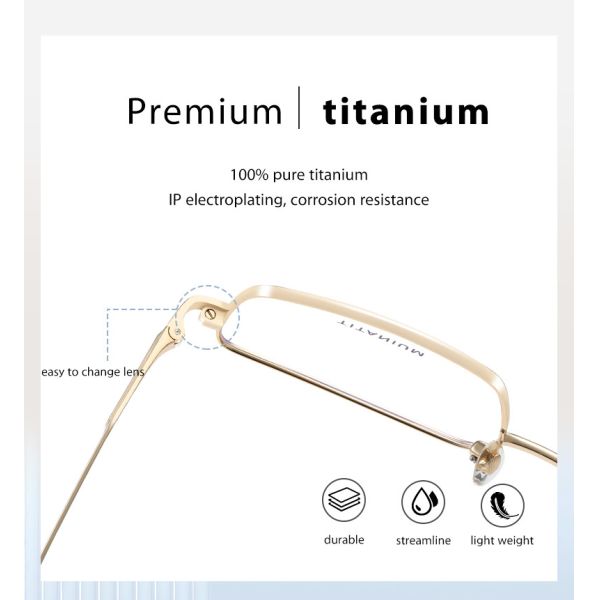 Unisex квадратные рамки Очки титана гальванизировали классическое