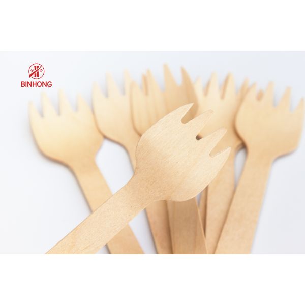 No Toxins 160mm Wooden Disposable Forks For Party