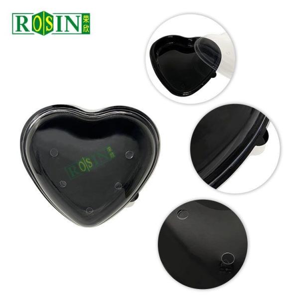 Customized PET Disposable Fruit Container Heart Shaped With Black Base And Transparent Lid