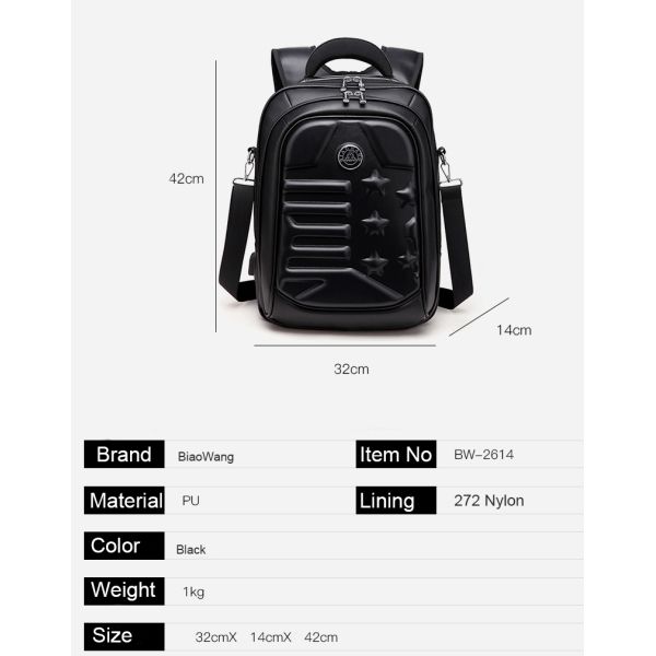 17 Inch Laptop Backpack Travelling Bags School Bag USB Charging Port 42x32x14cm