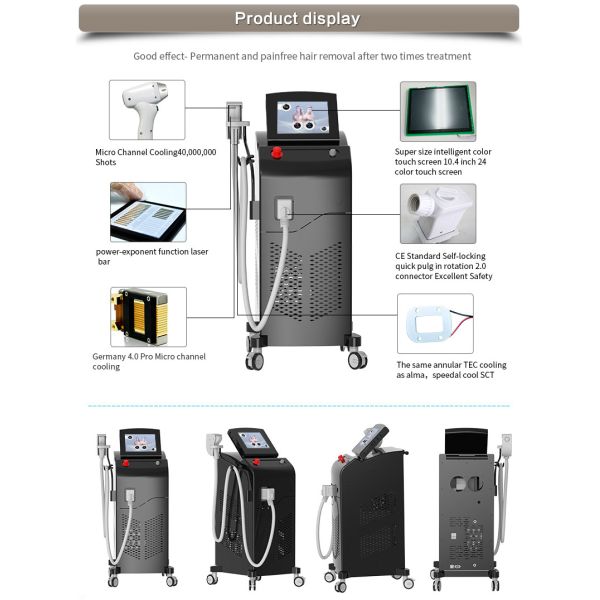 Ice Platinum Diode Laser Hair Removal Machine 1000W For Skin Rejuvenation