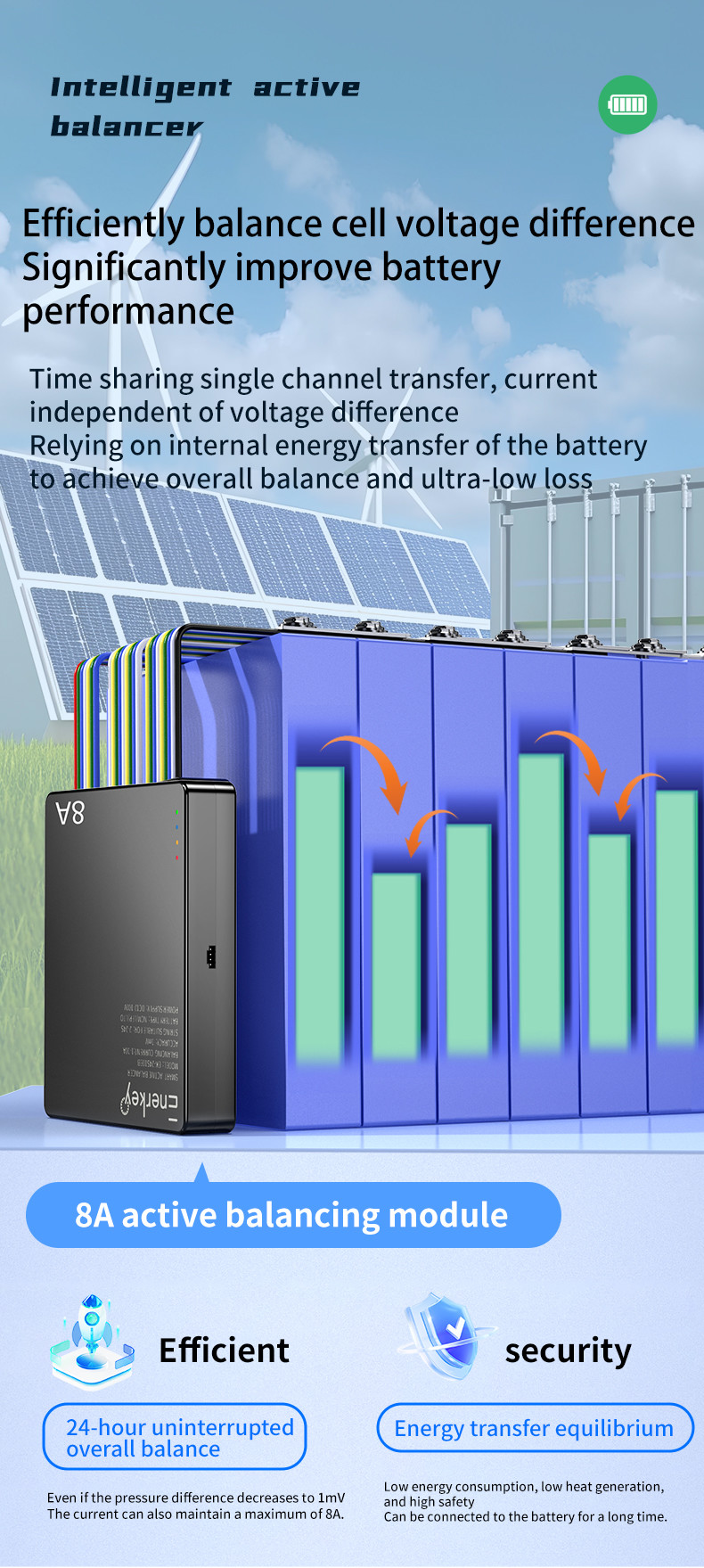 Enerkey 2S-24S 8A умный активный балансировщик 48v умный эквалайзер батареи для хранения энергии RV
