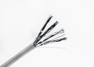 Double Shield Cat 7 Lan Cable 0.57mm Bare Copper 4 Twisted Pair PVC Jacket
