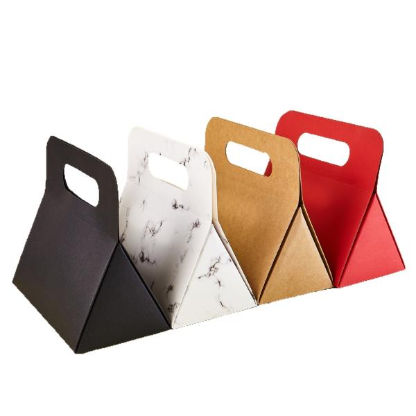 Custom Triangular Kraft Paper Gift Box with Hand-Held Design