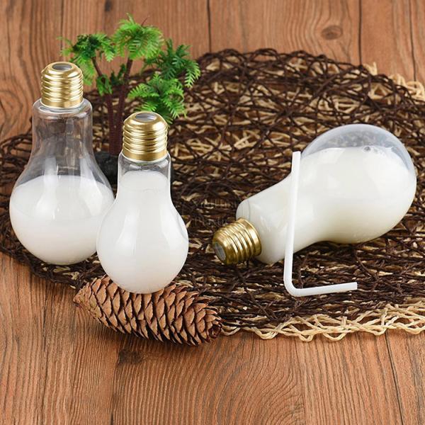 Garrafas de chá de leite de plástico transparente de tamanho médio com alça de 0,5 kg de capacidade quadrada de forma redonda