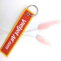 VietJet Air Custom Embroidered Key Tags High Precision Rustproof Zinc Alloy Ring