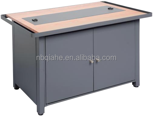 Outdoor Garden Corten Steel BBQ Grill with Rectangle Spherical Smokeless Gas Fire Pit