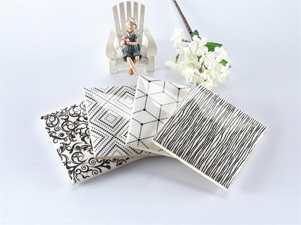 152x152mm White Clay Interior Wall Tiles with Geometric Patterns