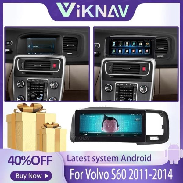 Для 2011-2014 Volvo S60 8,8 дюйма Android сенсорный экран Стерео навигация GPS мультимедийный проигрыватель Беспроводной Carplay 4G
