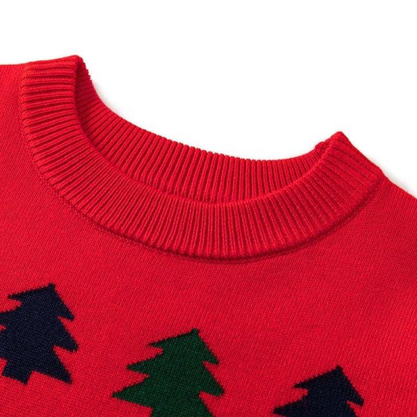 customized 100% cotton cartoon jacquard kids christmas sweater knit jumpers unisex christmas sweaters for kids