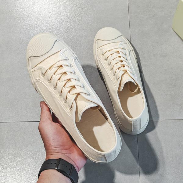 2024 Summer New Milky White Breathable Canvas Shoes Men'S Shoes All-Match White Shoes Trendy Casual Shoes Men'S Shoes
