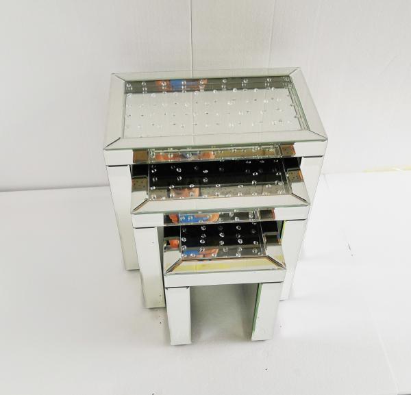 Sparkly Set of 3 Mirrored Floating crystal Nesting Table 3 pieces