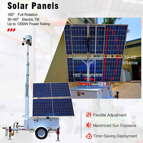 Automatic Lifting Mast Solar Light Tower Durable Using Portable Generator Light Tower