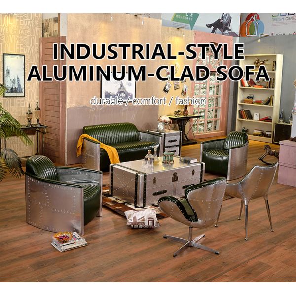 Nidea #8901 Vintage Industrial Classic Aluminum for Lounge Chair for Home Office & Living Room Adjustable Height Retro Style Furniture