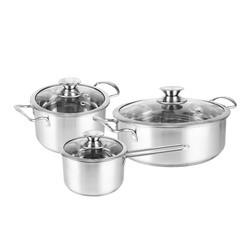 Hot Selling Korean 3pcs Non Stick Cookware Set Hot Pot Stainless Steel Soup Pot Cooking Pot Set