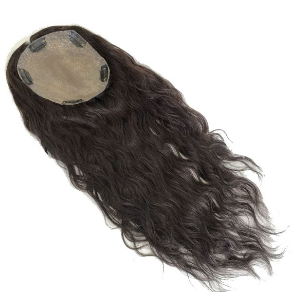 High Density European Free Part Silk Top Base 1B Real Remy Raw Hair Toupee Wig Pieces Toppers for Women