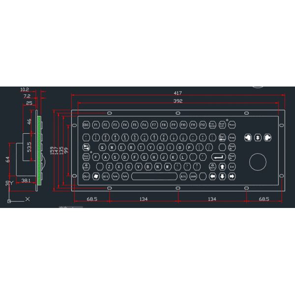 Customized Metal 84 Key Keyboard With Integrated Anti Riot Trackball Mouse