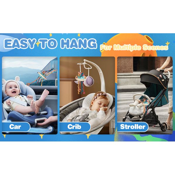 Baby Sensory Montessori Silicone Toy Travel Pull String Activity Toy for Toddlers