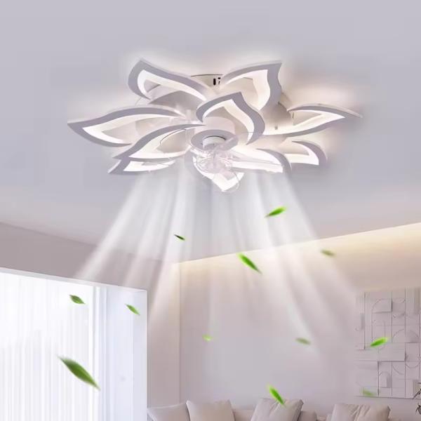 Éclairage intelligent, luminaires intérieurs modernes montés sur la surface des fleurs Cuisine Chambre à coucher Salle de séjour Lampes de ventilateur LED