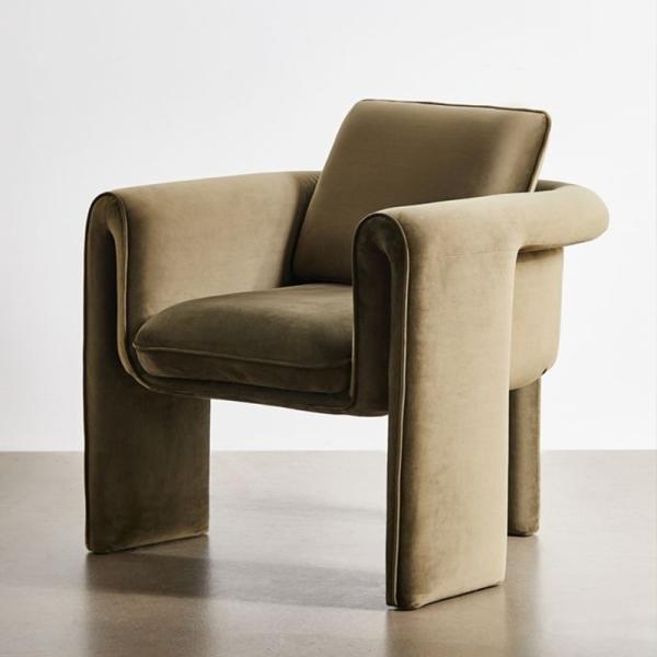 Single 75*82*70cm Beige Velvet Armchair Living Room Sofa