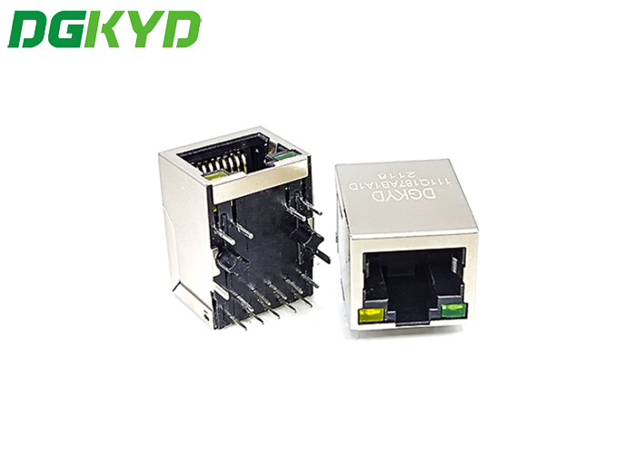 10Pin одиночное гнездо сети языка RJ45 с раковиной черноты СИД пластиковой