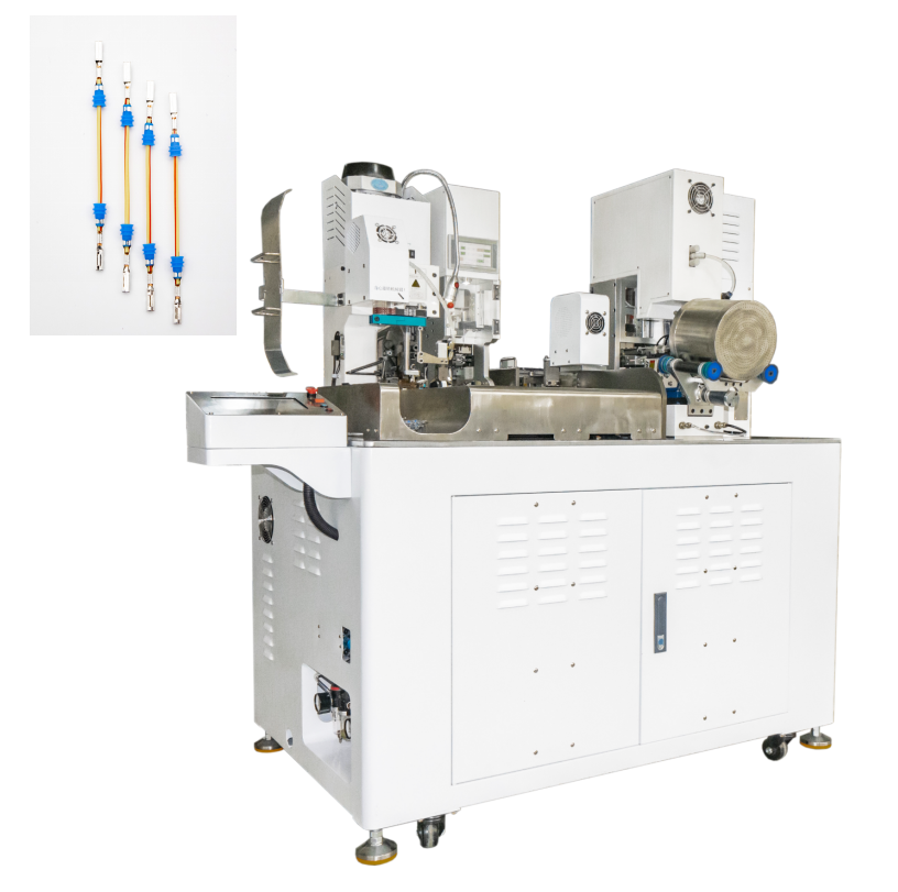 Factory Fully Automatic Double Heads Crimp Press Two Ends Waterproof Plug Insertion Terminal Machine with Strip Cutting One-stop