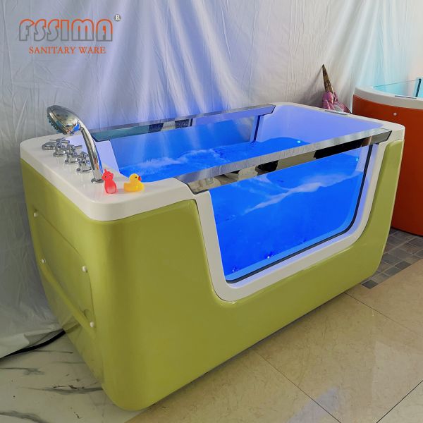 Customized Infant Spa Tub Swim Equipment Acrylic Baby Massage Bathtub With LED Lights
