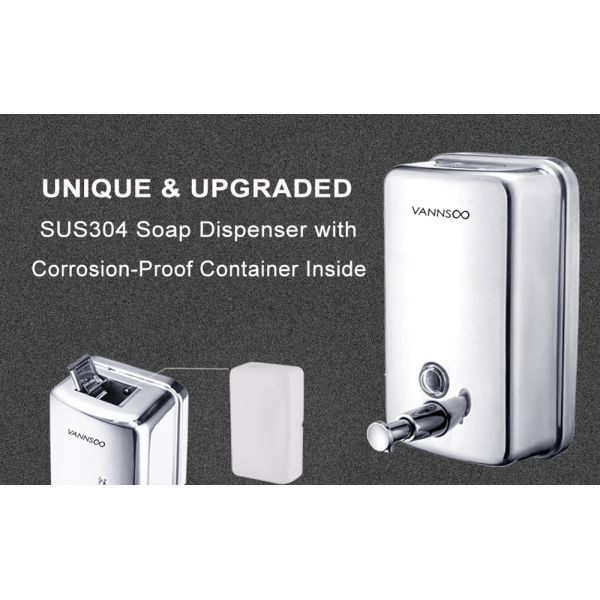 34 Ounce Bathroom Shower Soap Dispenser Corrosion Proof Lining Bathroom Accessories