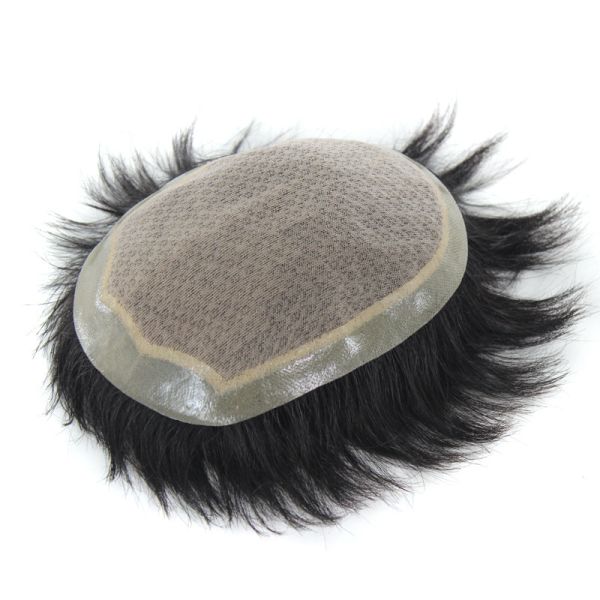 Small/Large/Average Size Men's 100% Human Hair Silk Base Hair Toupee with 90% Density