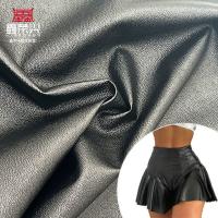 PVC Lambskin Grain Faux Leather Stretch Blackout Waterproof Synthetic Leather for Garment Clothing Pants Dress