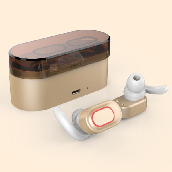2019  mini ture wireless earbuds,Bluetooth 5.0 stereo earphones with detachable earfins,earphones with LED light