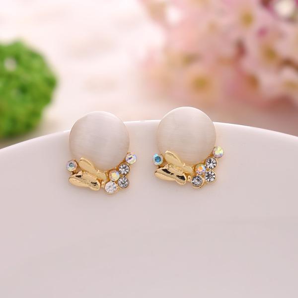 2018 Fashion American style lady party EarringsSilver Many Colors Round shape Pearl Color silver color stainess steel