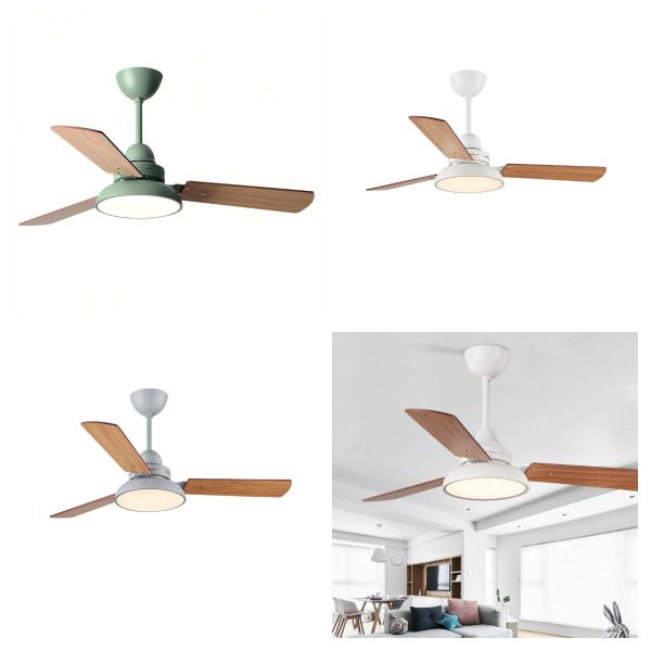Fabrique de gros 48' Lamelle en bois Noir Blanc Vert Gris Ventilateur avec lumière