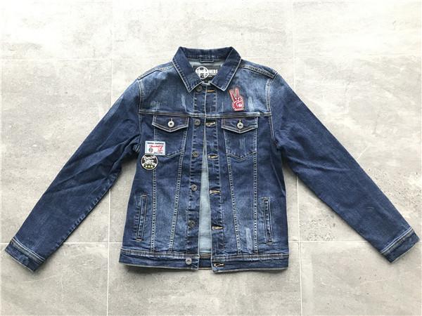 Button Through Stretch Denim Jacket Mens Trucker Jacket Size Customized TW76376