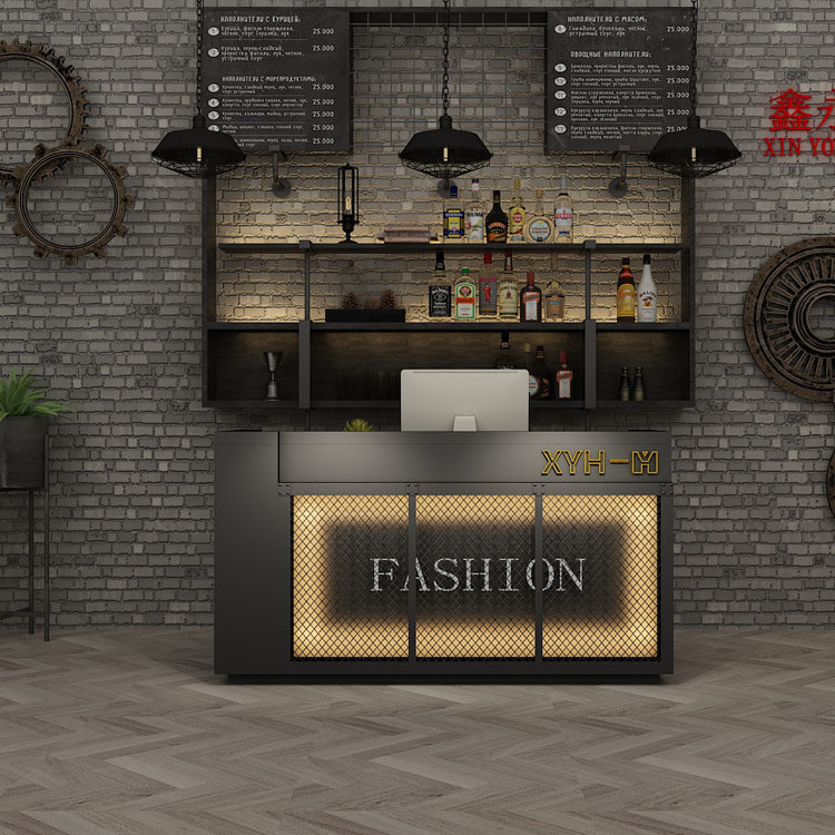Customized Front Desk Reception Bar Table Rustic Checkout Counter with Reception Desk
