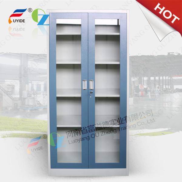 LuoYang Two glass door steel cupboard FYD-W018,H1850XW900XD400mm,bule color