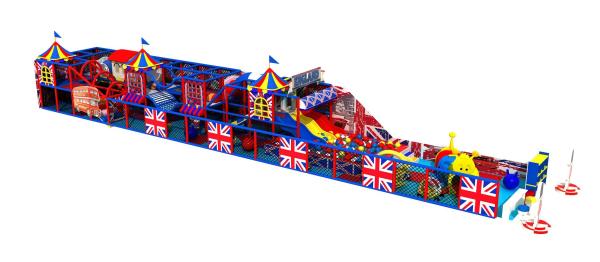 candy theme kids playscape children's play gym with large ball pit indoor slide for kids