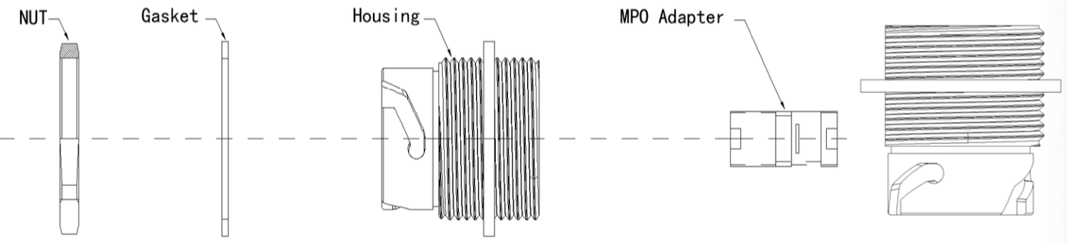Waterproof IP67 MPO Fiber Optic Adapter ODVA MPO Bulkhead Easy Installation For Outdoor