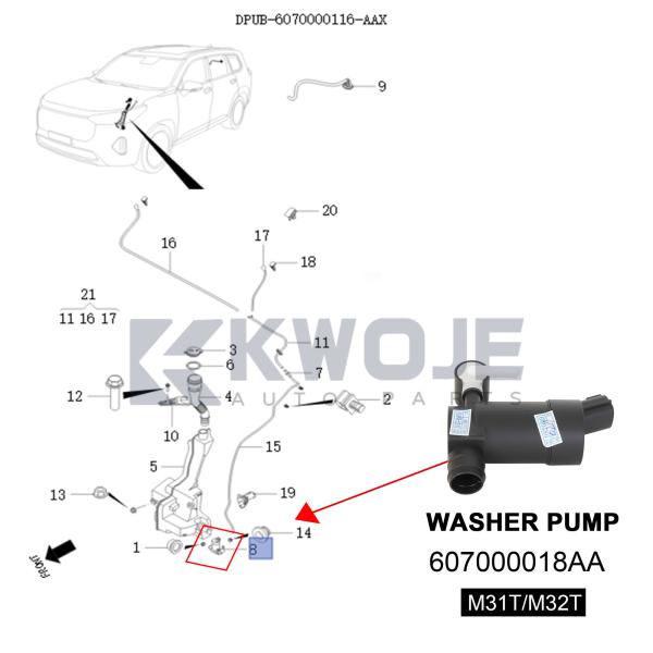 OE 607000018AA WASHING PUMP M31T M32T for EXEED TX/TXL
