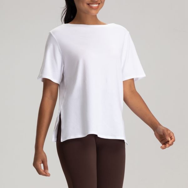 Yoga Women Activewear Tops Blush Pink Short Sleeve Modal Blend Breathable Oversized