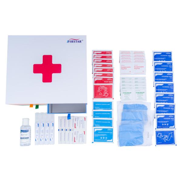 Cardboard First Aid Kit Boxes 4 Compartments For Cleansing Burncare Woundcare And Fever Care